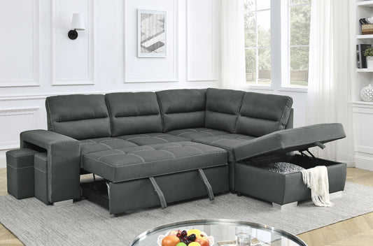 Reversible Pull-Out Sofa Bed Sectional with Storage Ottoman-T1225