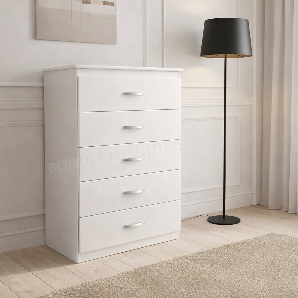 Modern Bedroom Storage Bundle – 5-Drawer Chest + 6-Drawer Dresser
