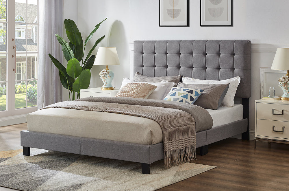 Adjustable Tufted Bed Frame with Customizable Headboard Height-T2114
