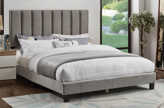 Adjustable Velvet Bed Frame with Channel Tufting-T2118
