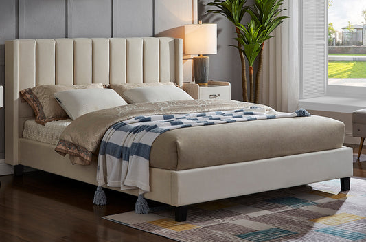 Modern Velvet Panel Tufted Platform Bed Frame -T2190