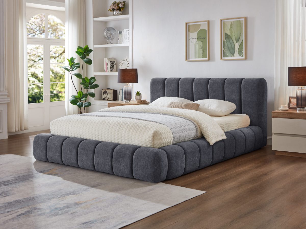 Modern Channel-Tufted Upholstered Platform Bed-T2240