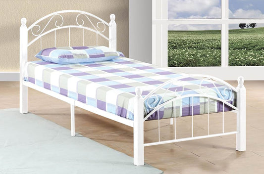Metal & Wood Platform Bed with Curved Headboard-T2320