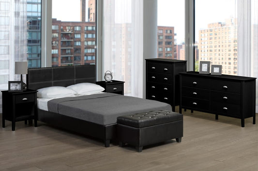 Bonded Leather Platform Bed-T2358BL