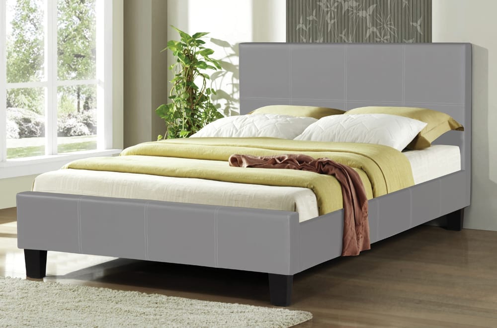 Solid Wood Platform Bed with Upholstered Headboard-T2361
