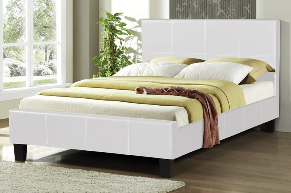 Solid Wood Platform Bed with Upholstered Headboard-T2361