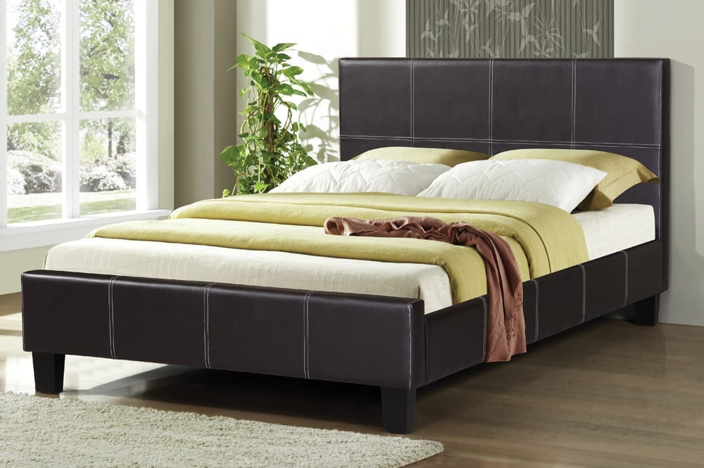 Solid Wood Platform Bed with Upholstered Headboard-T2361