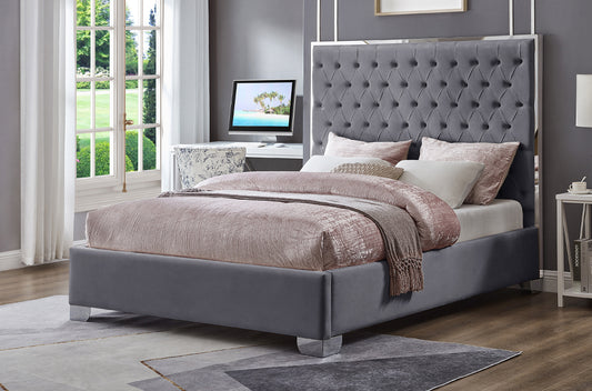 Velvet Fabric Platform Bed-T2385
