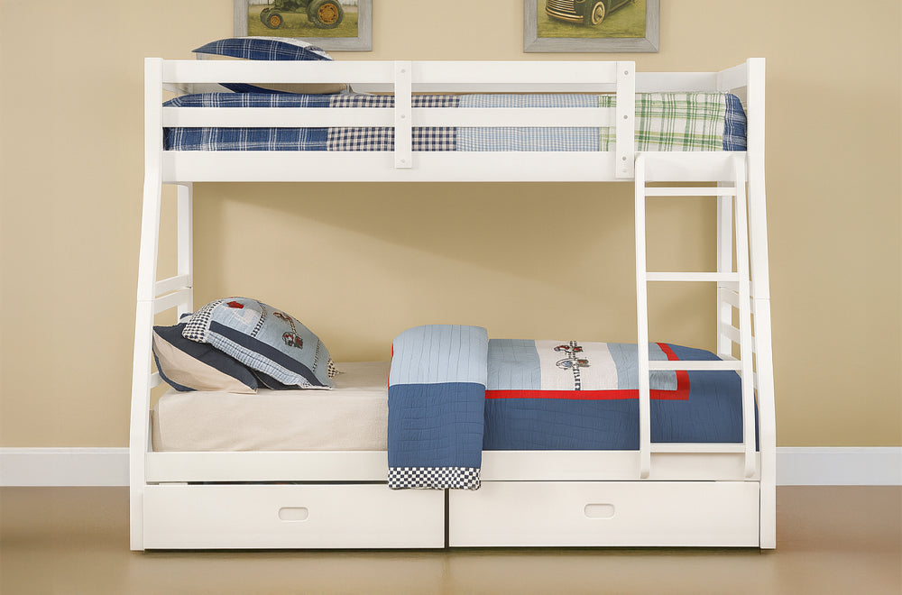 Twin Over Full Bunk Bed with Storage Drawers – Solid Wood – 4 Colors-T2700