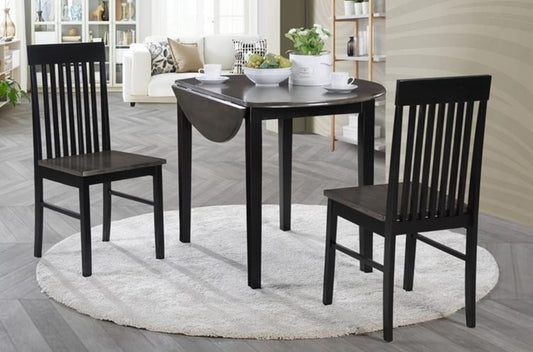 3-Piece Drop Leaf Dining Set – Solid Wood Table with 2 Chairs-T3112