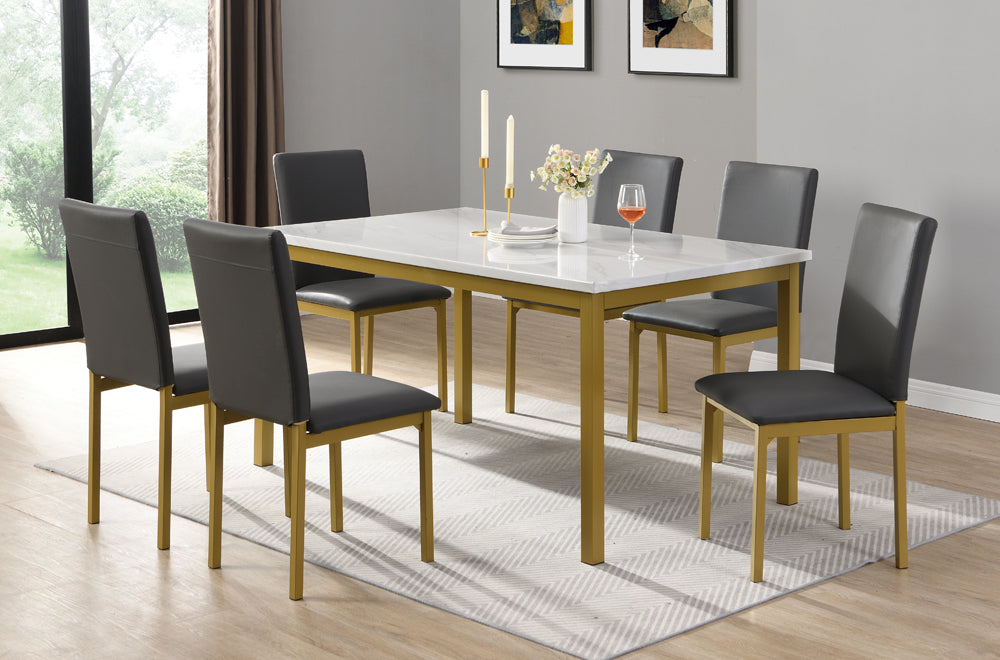 60″ Modern Faux Marble Dining Set -T3205