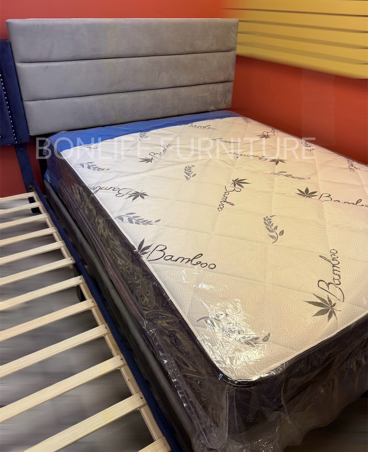 Adjustable Velvet Bed Frame with Channel Tufted Headboard – T2119