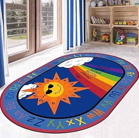 Extra-Large Educational Rainbow Kids Rug – Learn & Play in Comfort-RIANBOW