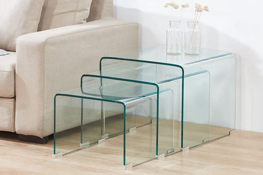 Modern Glass Nesting Coffee Tables-T5602