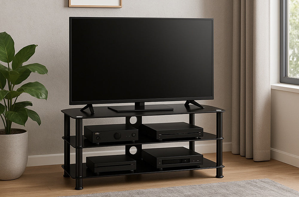Modern Black Glass TV Stand-T701