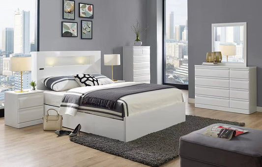 Modern White Piano Lacquer Bed Frame-EYES