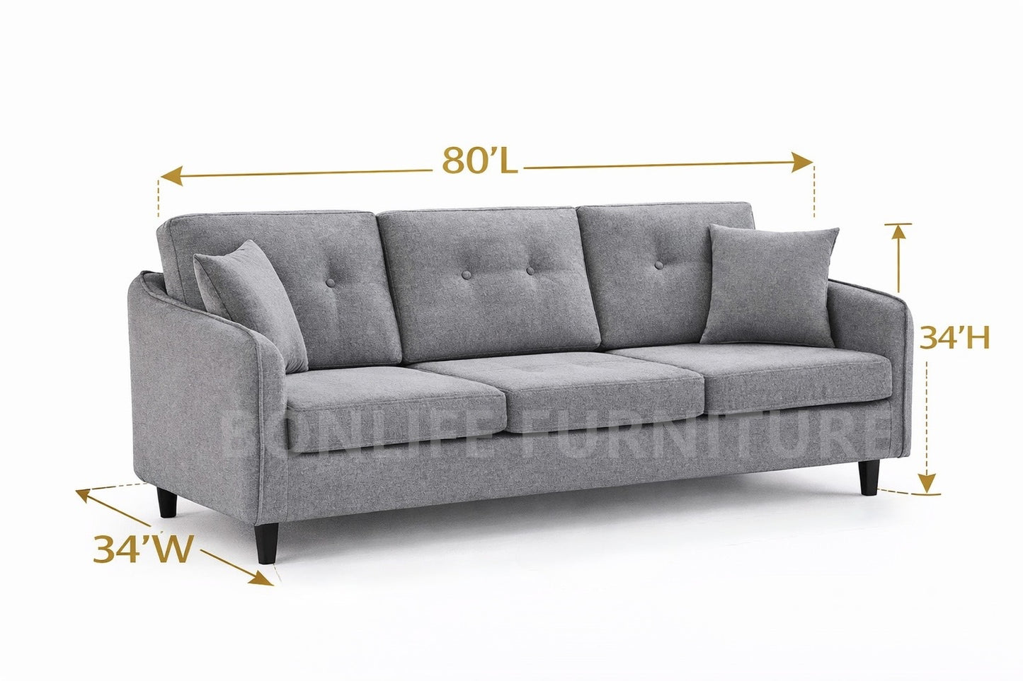 Modern Grey Fabric Sofa Loveseat Chair | Living Room Seating Collection-I8220