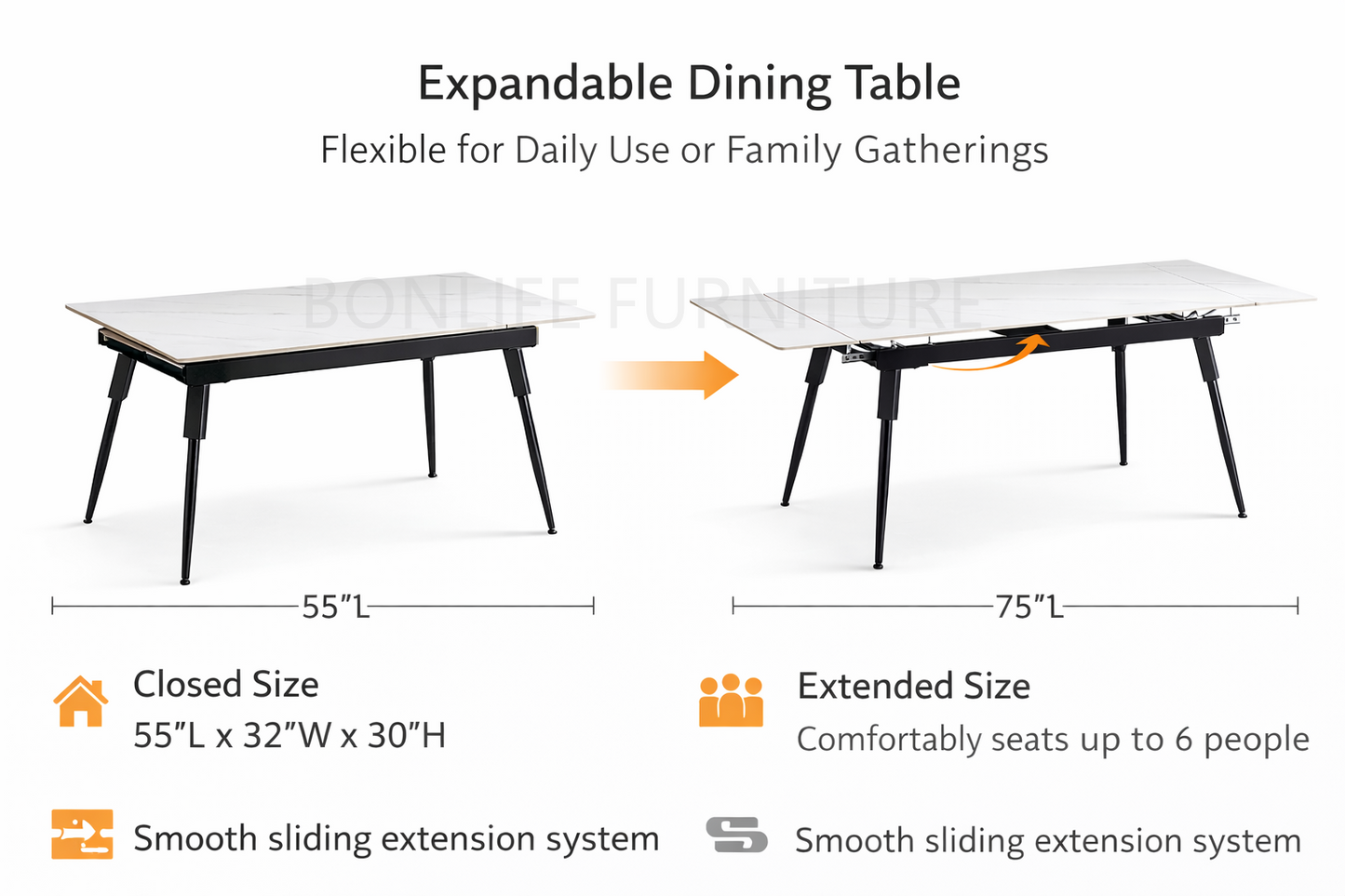 Extendable Sintered Stone Dining Table Set with Grey Velvet Chairs-I1818