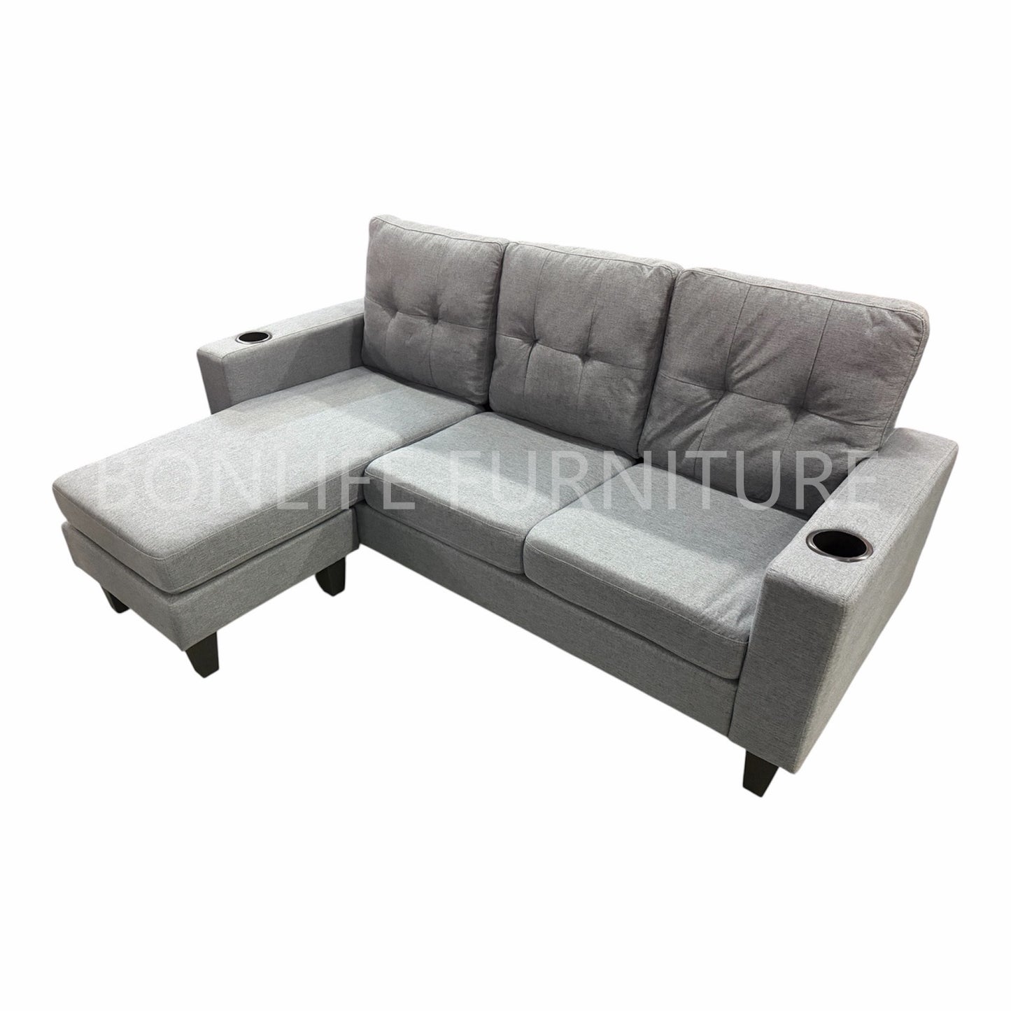 Small Reversible Fabric Sectional Sofa-ROBYN