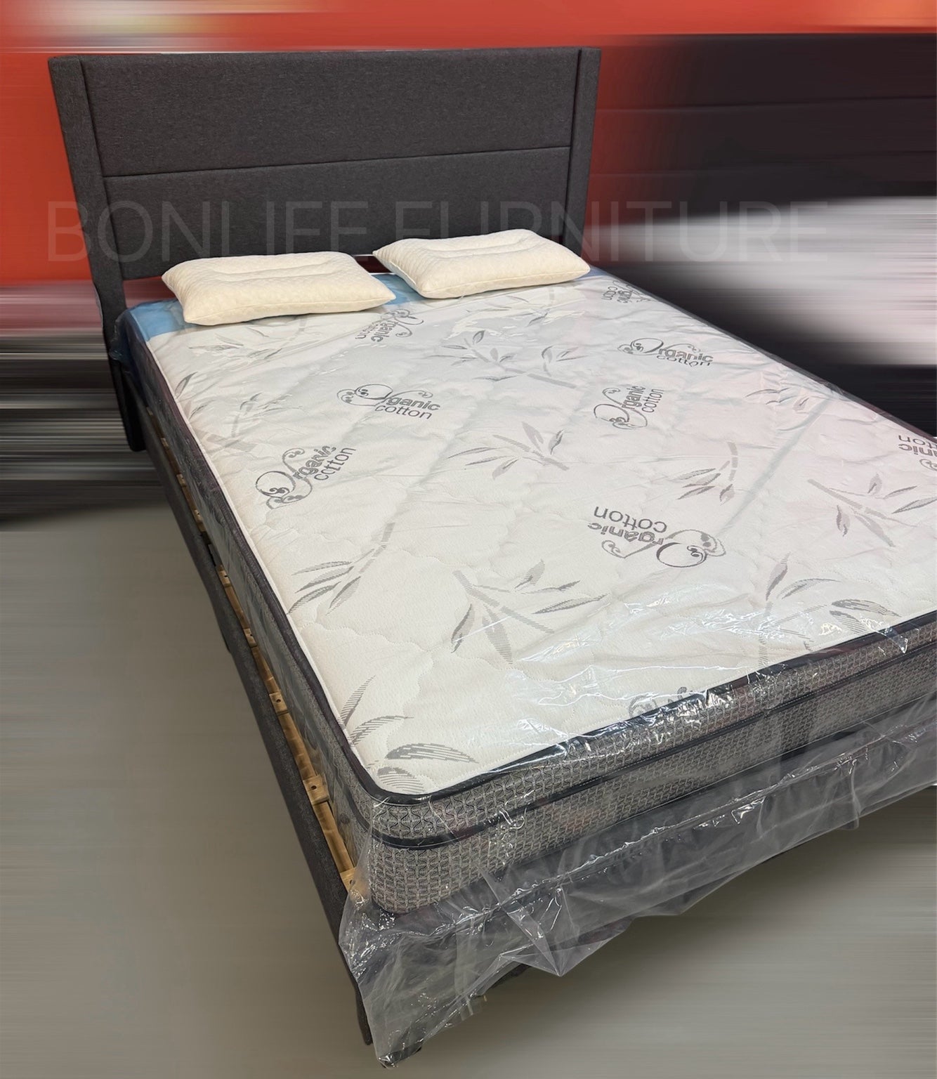 Modern Grey Fabric Platform Bed with Channel Tufting-T2175