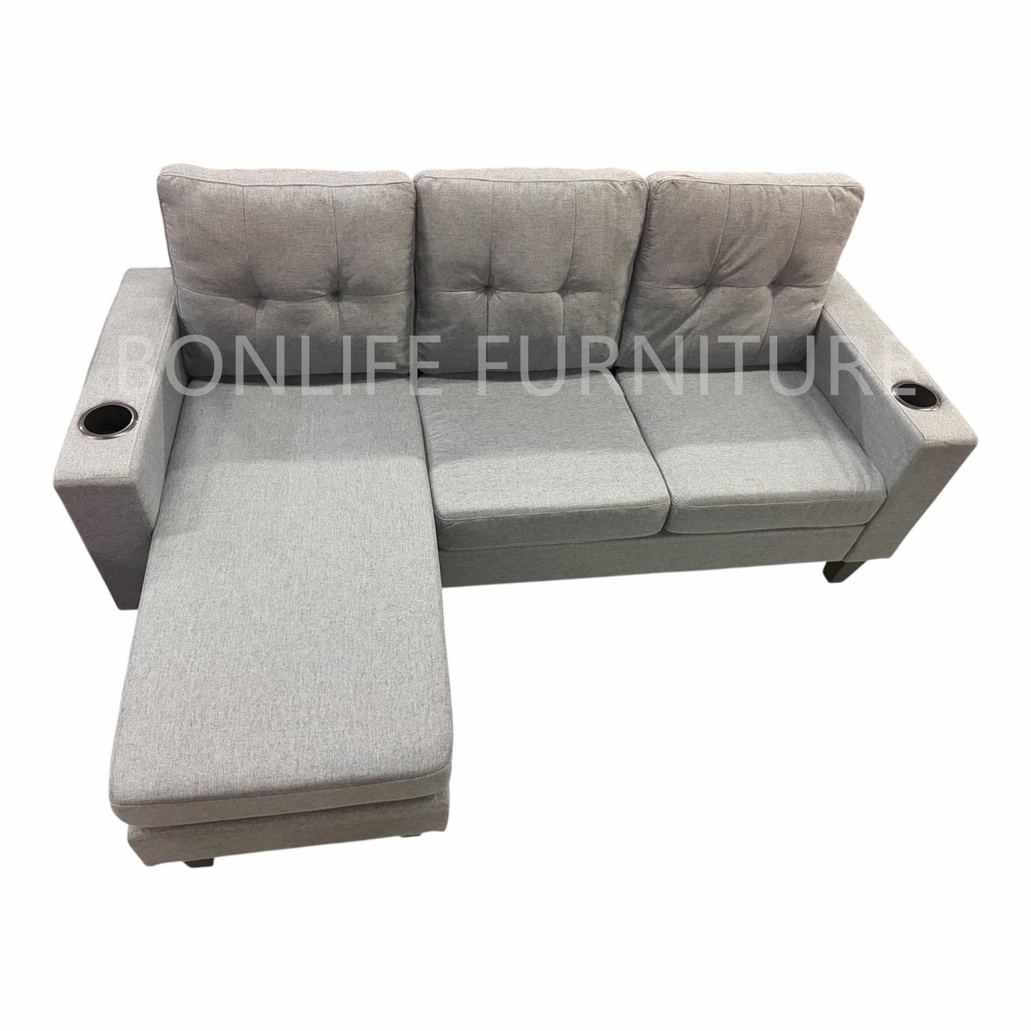 Small Reversible Fabric Sectional Sofa-ROBYN