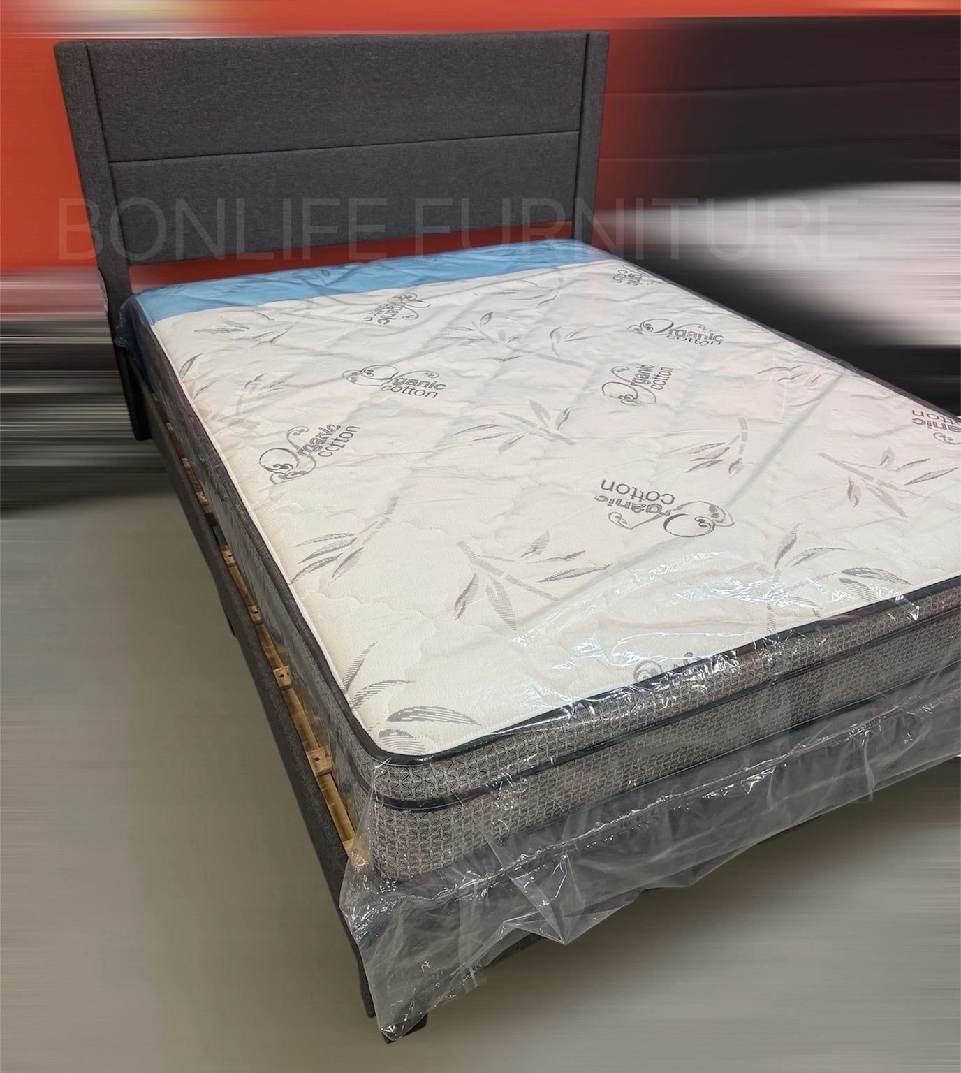 Modern Grey Fabric Platform Bed with Channel Tufting-T2175