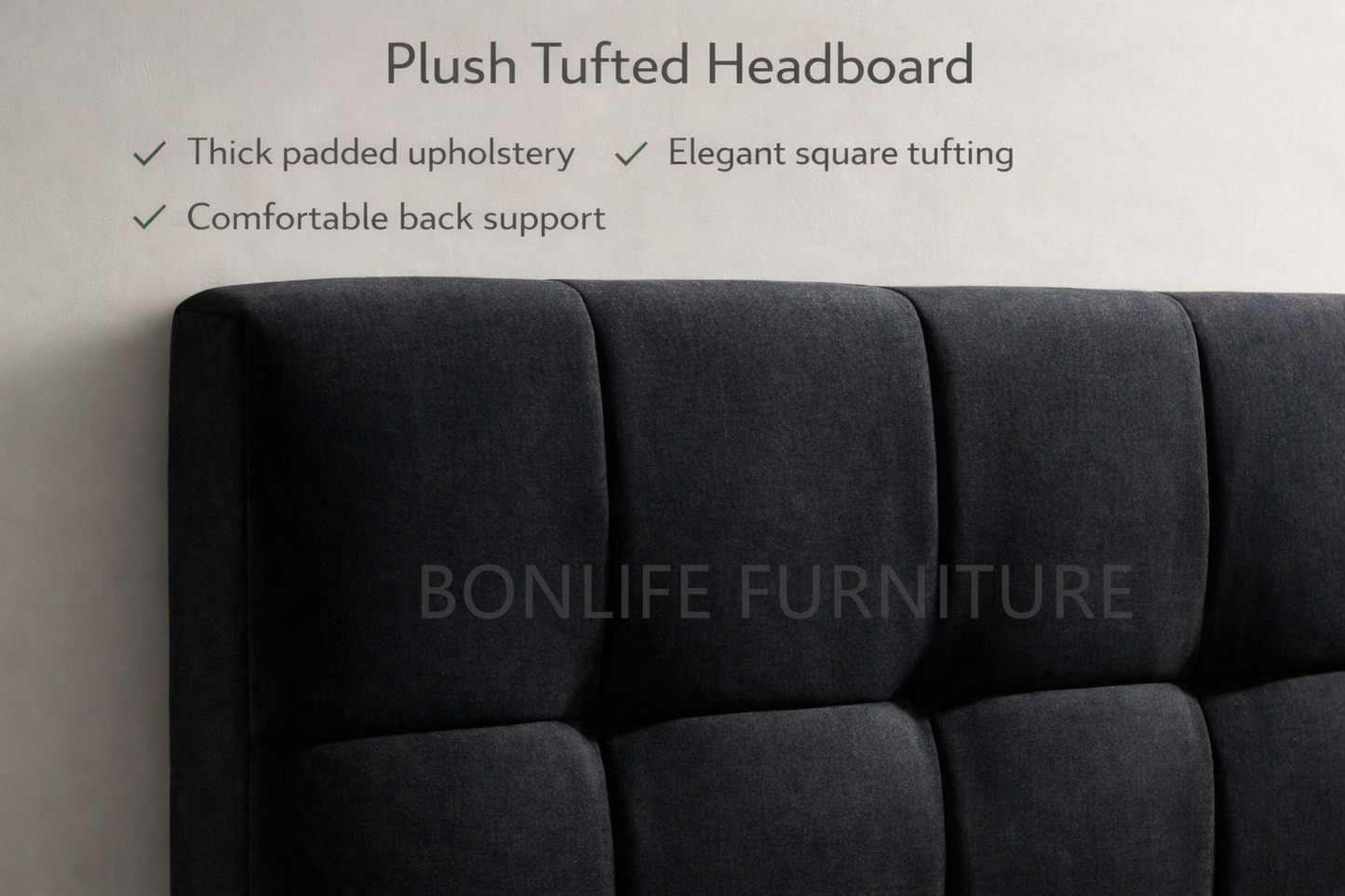 Black Upholstered Hydraulic Storage Bed with Tufted Headboard-I5785