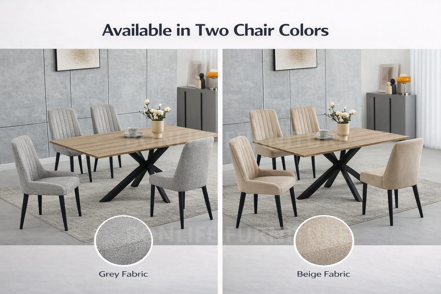 Modern 7-Piece Dining Table Set with Upholstered Chairs-I1510