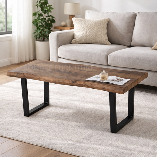 Industrial Faux Live Edge Coffee Table, End Table & Sofa Table-I2690