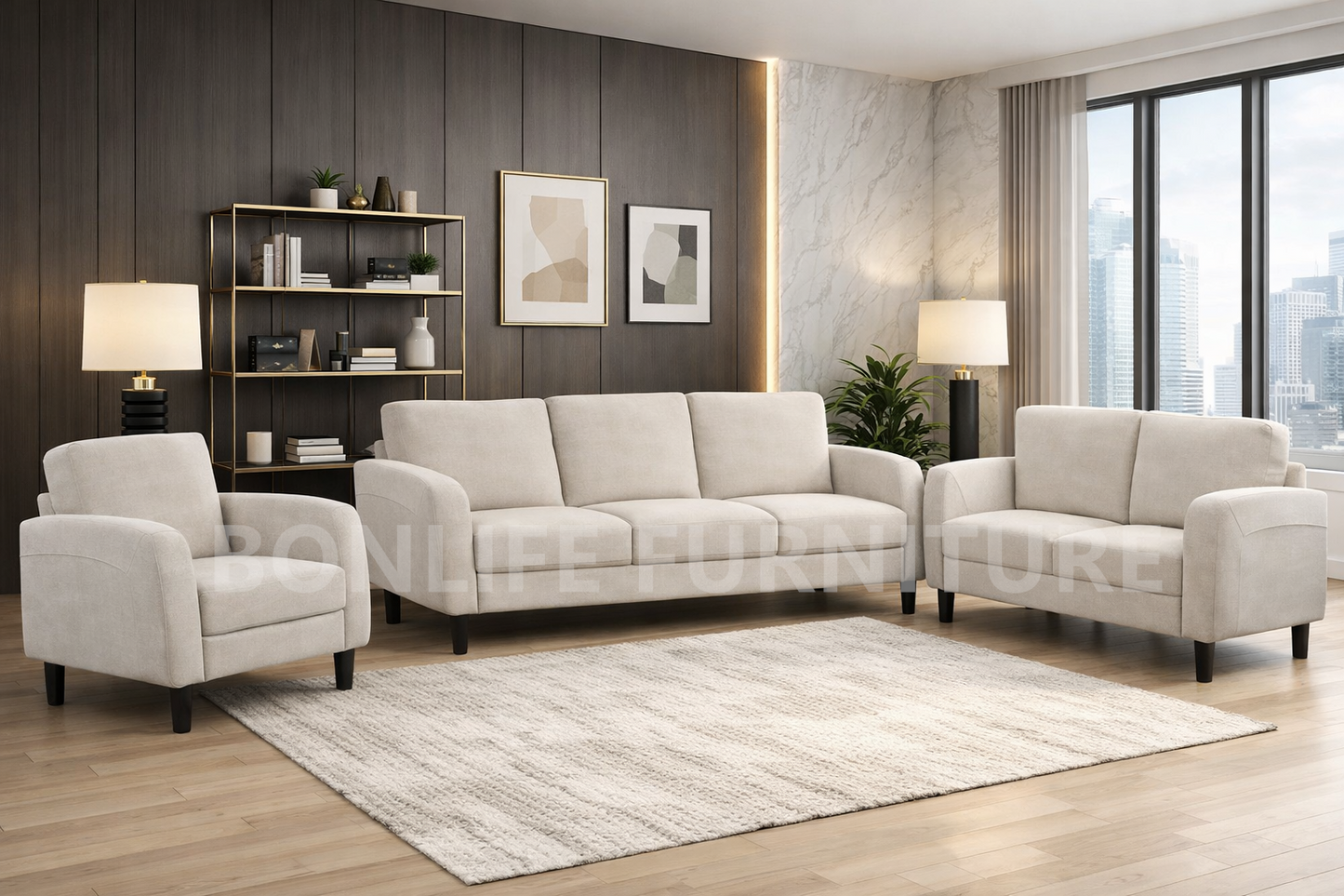Modern Fabric Sofa Collection Grey Beige | Sofa Loveseat Chair -I8251
