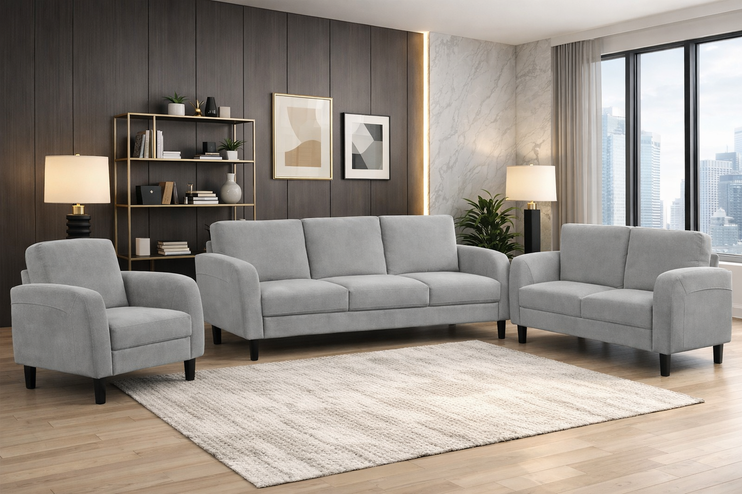 Modern Fabric Sofa Collection Grey Beige | Sofa Loveseat Chair -I8251