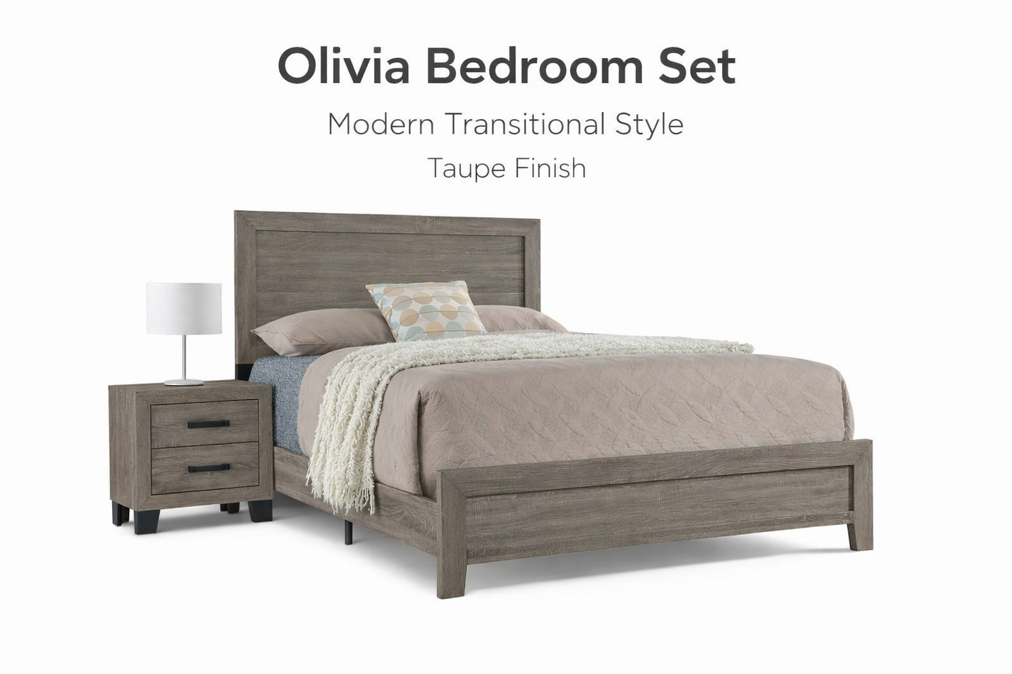 Transitional Bedroom Collection – Taupe Finish-OliviaAustin