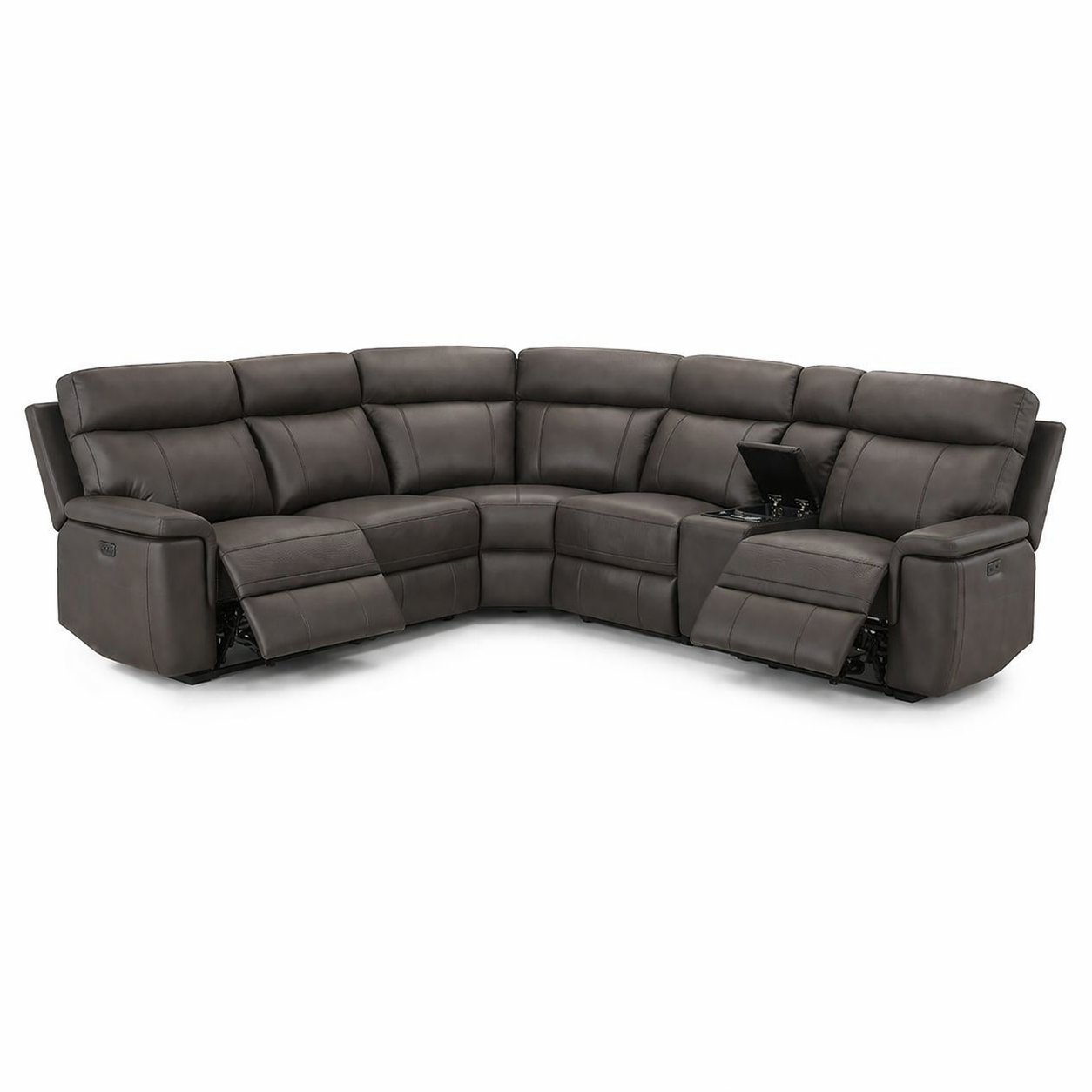 Power Reclining Leather Sectional Sofa with USB & Wireless Charging-I8500