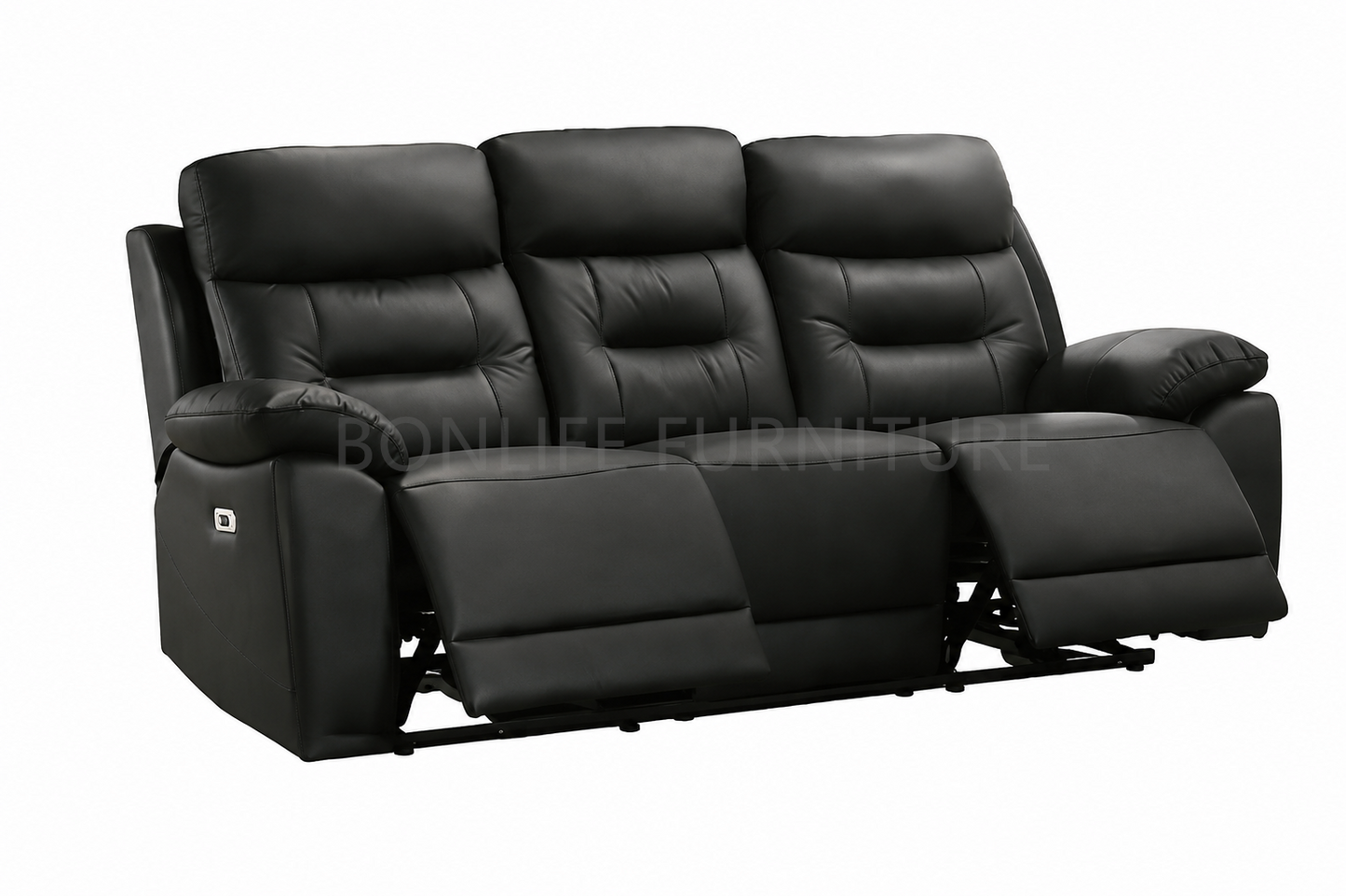 Power Recliner Collection – Midnight Black Genuine Leather Match-I8161