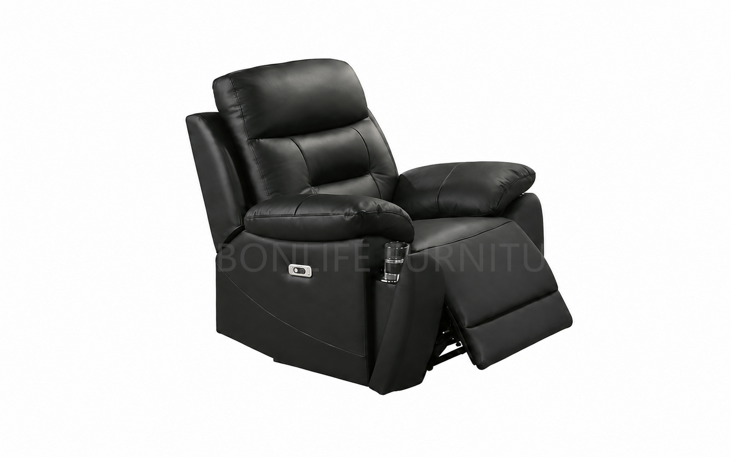 Power Recliner Collection – Midnight Black Genuine Leather Match-I8161