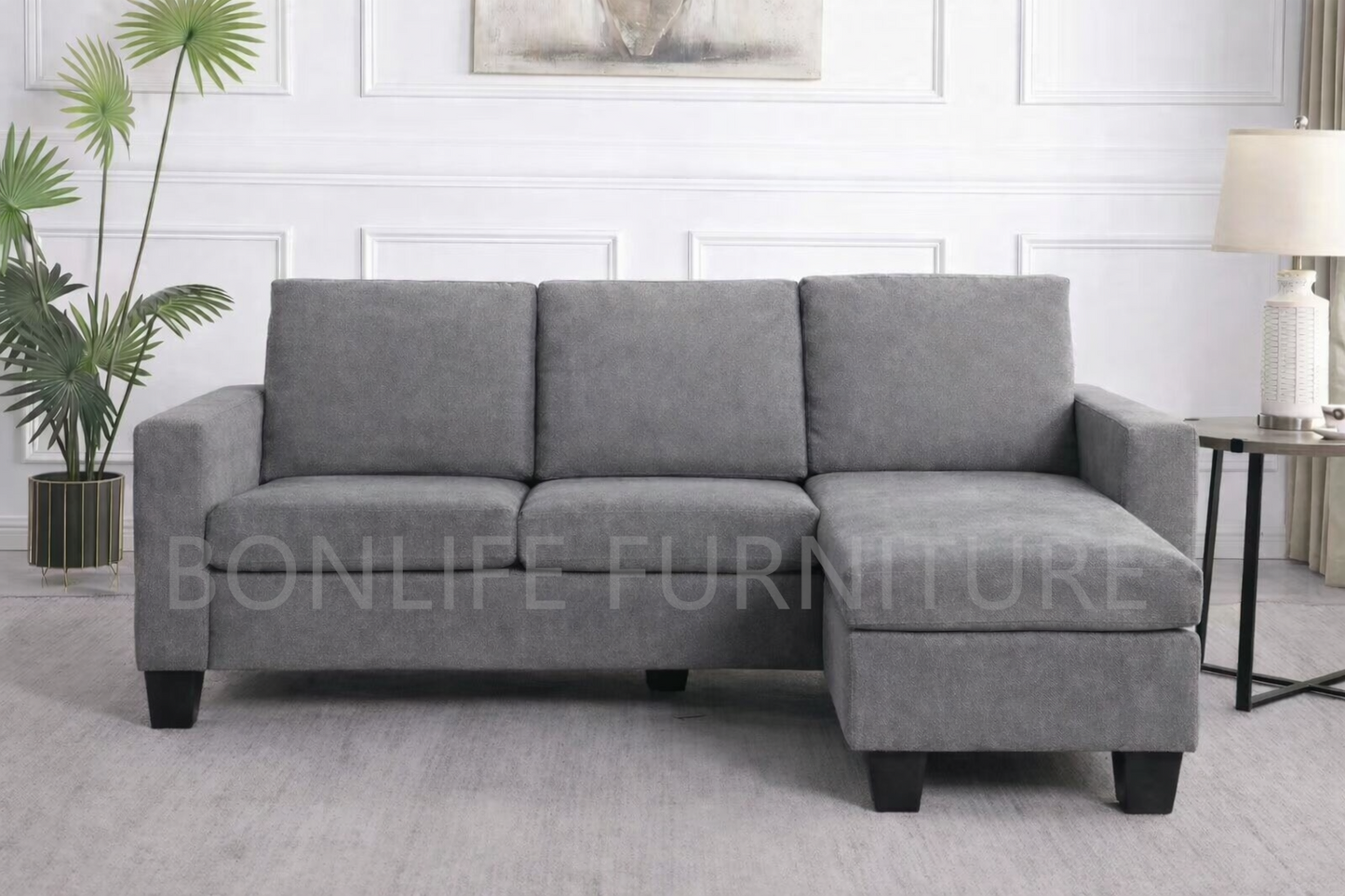 Reversible Fabric Sectional Sofa with Drop-Down Tray – TATE