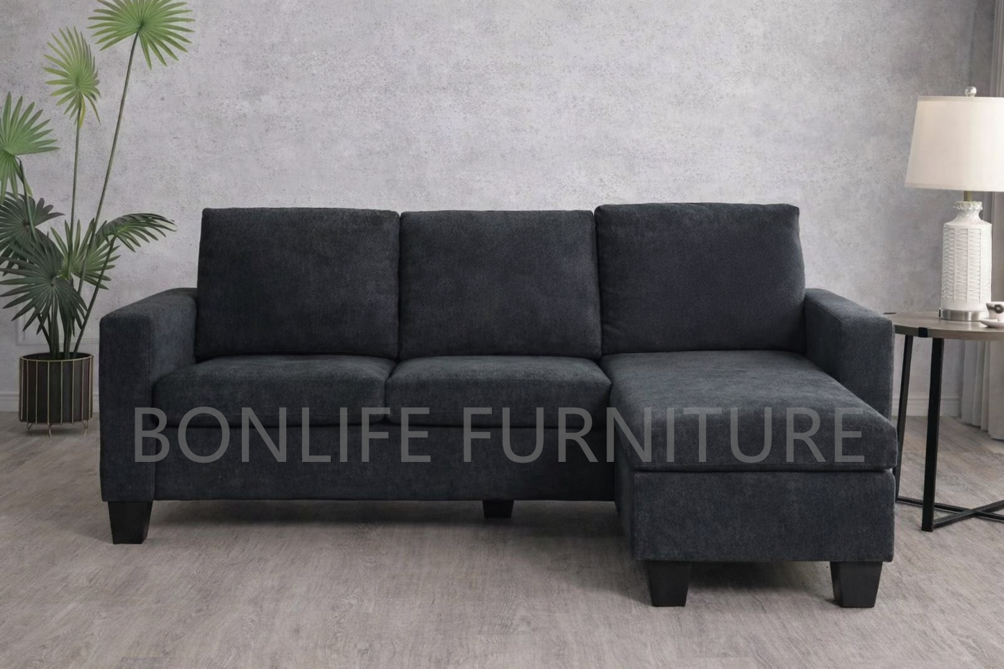 Reversible Fabric Sectional Sofa with Drop-Down Tray – TATE