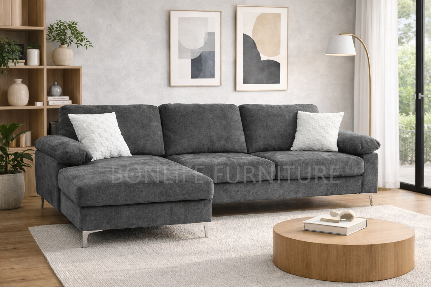 Modern Fabric Sectional Sofa with Chaise-NOVA