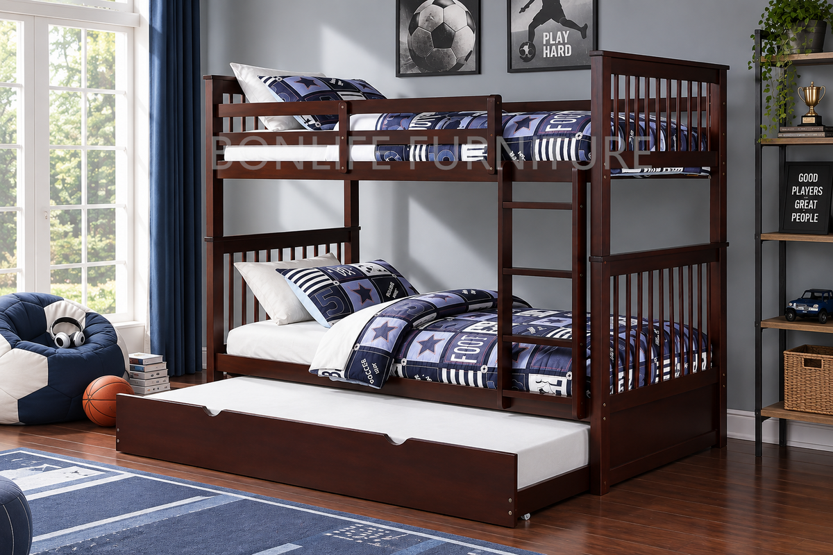 Twin over Twin Solid Wood Bunk Bed with Optional Storage Drawers or Trundle | I121