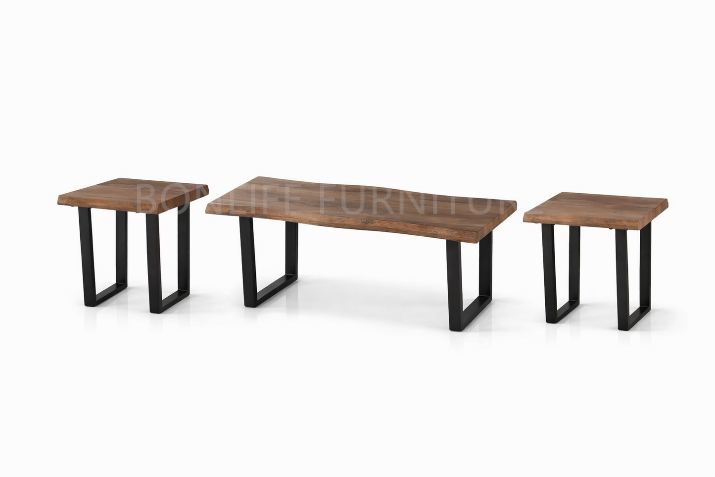 Industrial Faux Live Edge Coffee Table, End Table & Sofa Table-I2690
