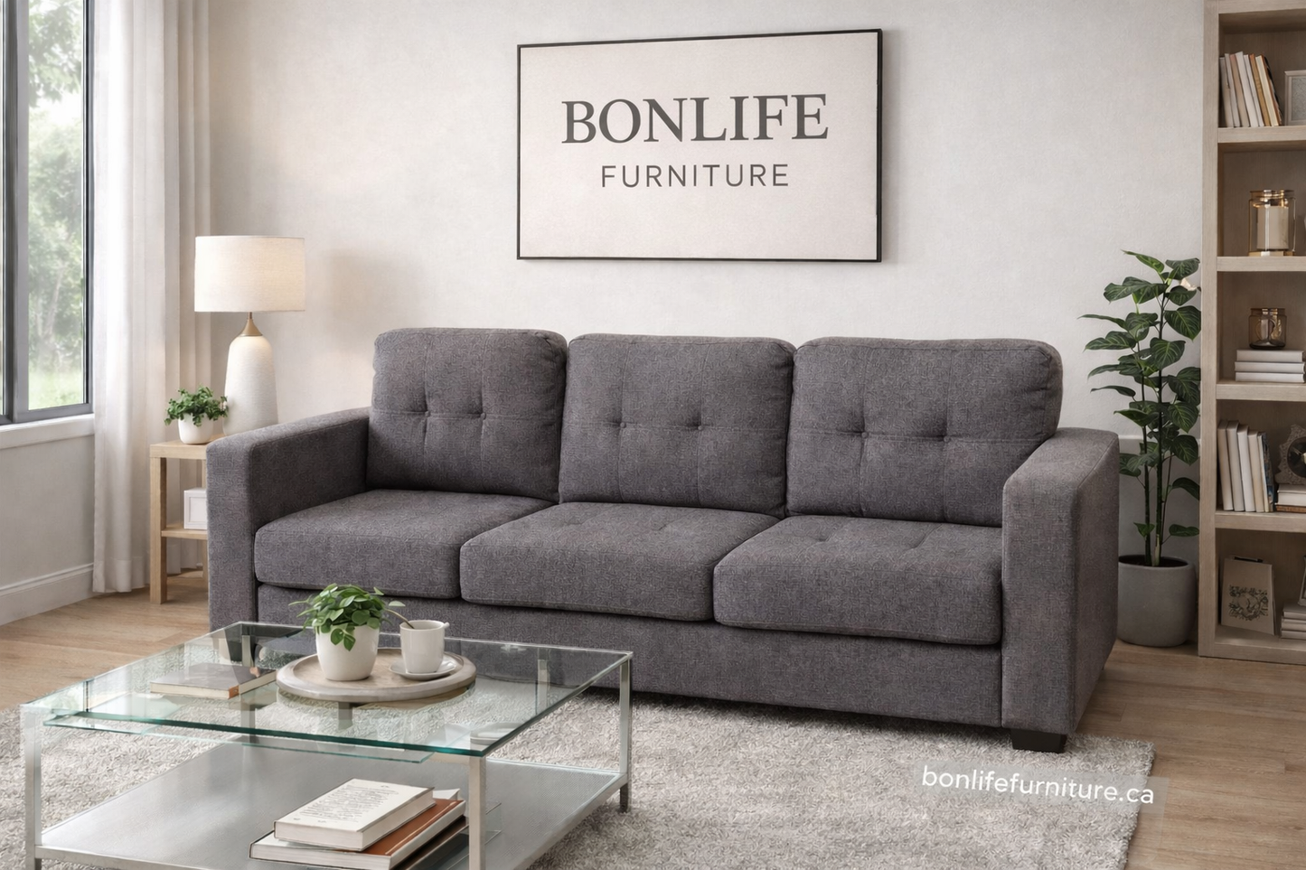 Contemporary Charcoal Linen Sofa-T1173