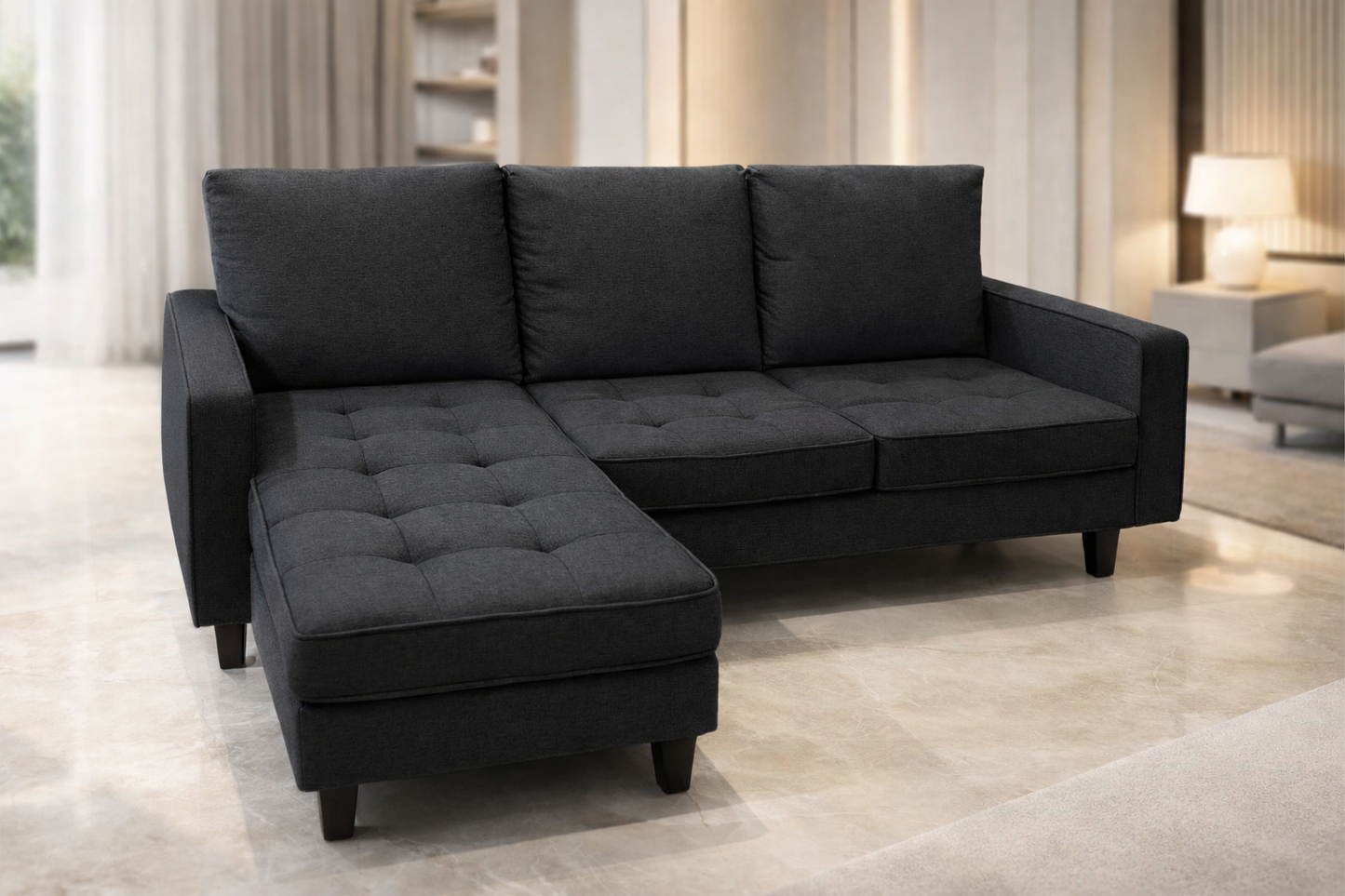 Convertible Fabric Sectional Sofa with Reversible Chaise-D2209