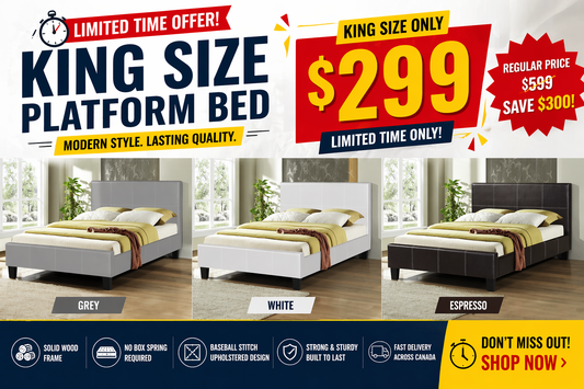 Solid Wood Platform Bed with Upholstered Headboard-T2361