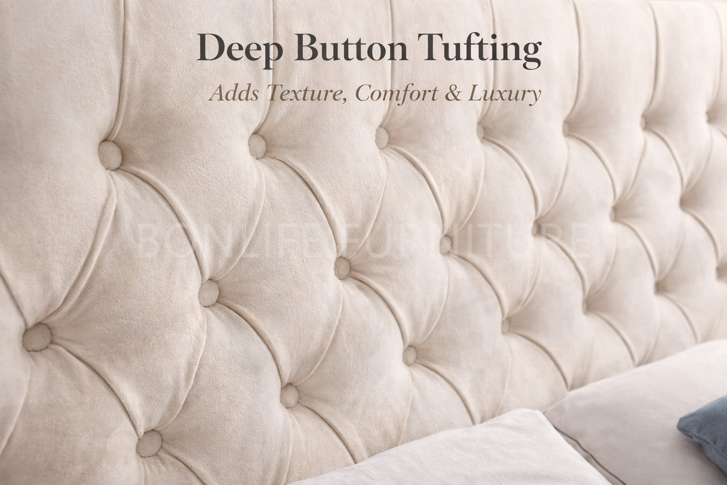 Velvet Fabric With Deep Button Tufting Bed-I5642