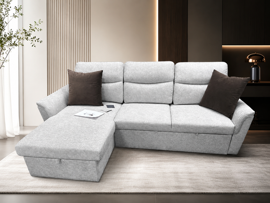 Reversible Performance Fabric Sectional Sofa Bed with Storage-BOAT