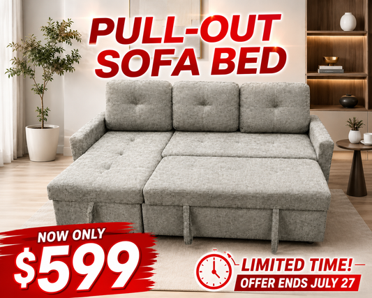 83" Pull-Out Sofa Bed with Reversible Storage Chaise-BS