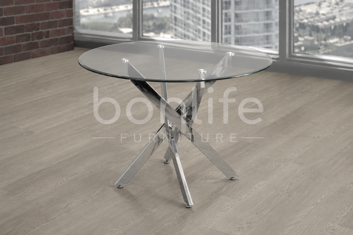 Modern Round Glass Dining Collection – Table Only or 5-Piece Set-T3460