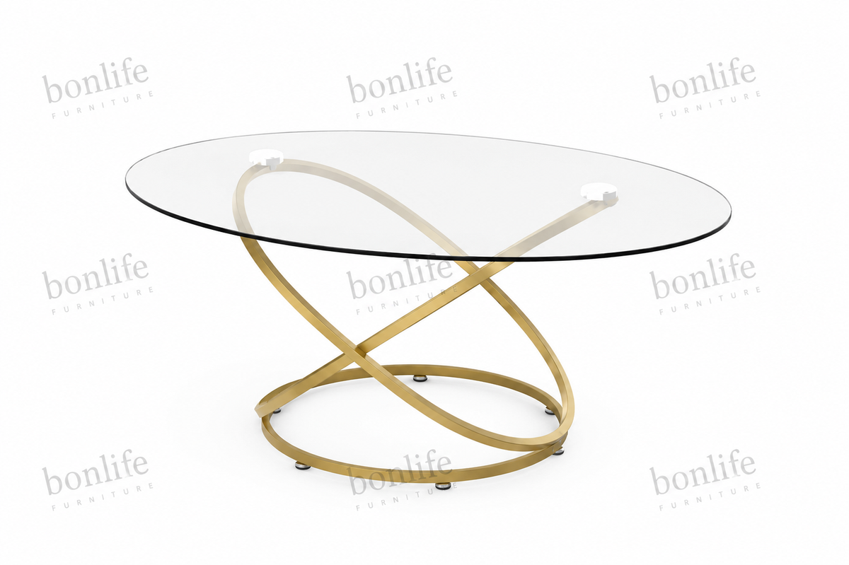Gold Glass Coffee Table Set | Modern Coffee Table & End Tables -T5019