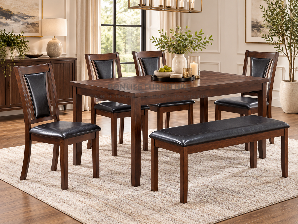 Classic Espresso Solid Wood Dining Table Set – LP