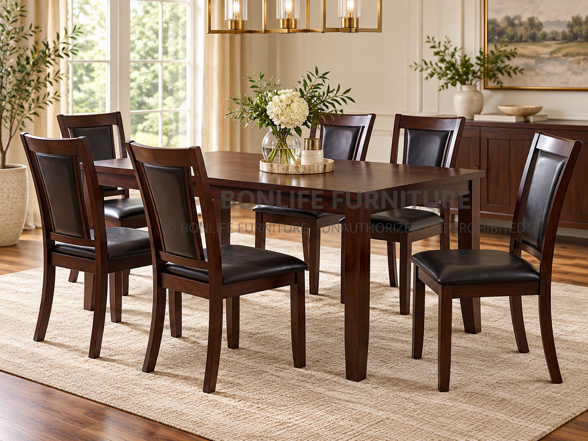 Classic Espresso Solid Wood Dining Table Set – LP